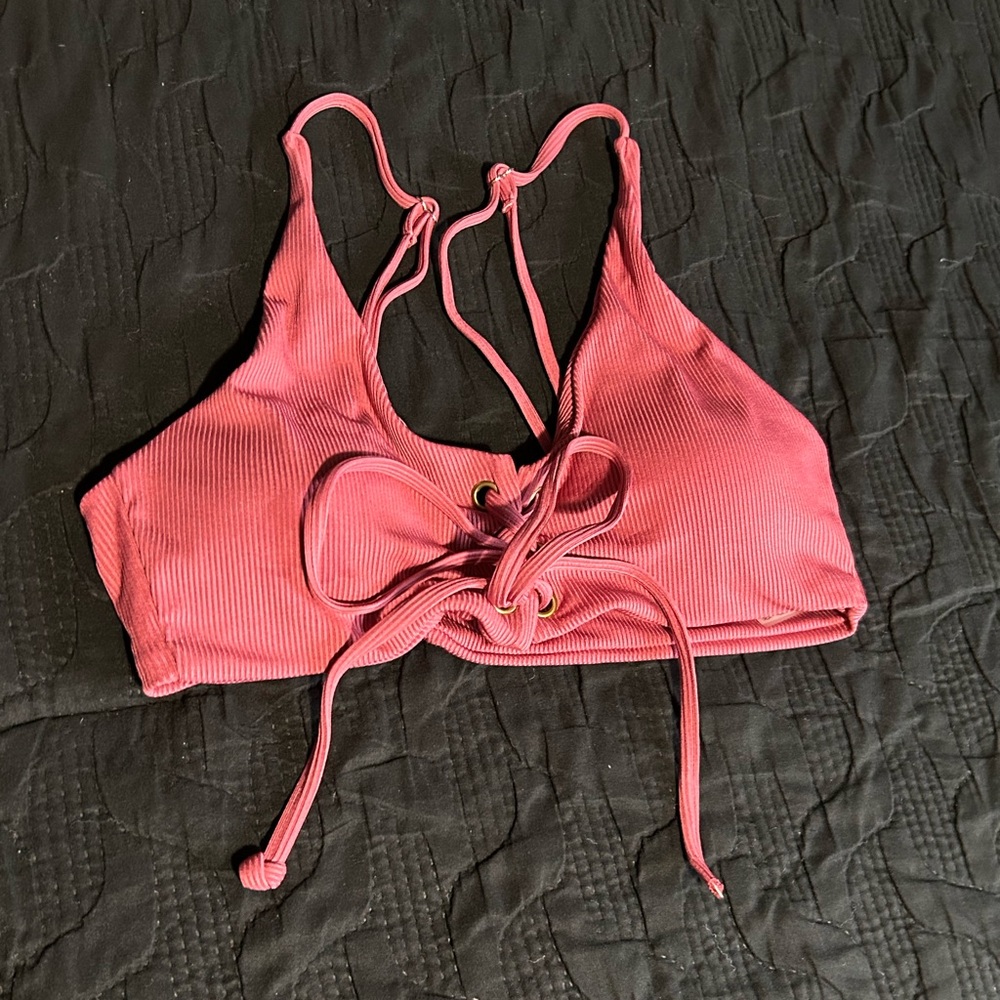 Pink Lace-Up Bralette